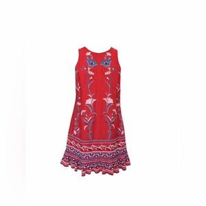 Anthropologie Akemi + Kin Lila Embroidered Sleeveless Shift Dress Linen Blend S